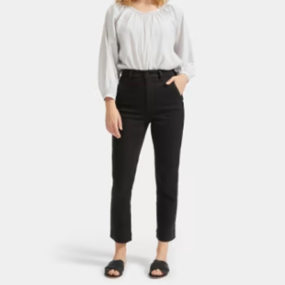 Everlane The Slim-Leg Crop Pant in Washed Black sz 4